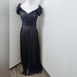 NWT Tadashi Shoji Mesh Cap Sleeve Maxi Dress Gown
